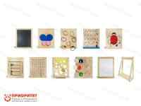 Набор тактильно-развивающих панелей «Счастливое детство» (10 панелей + настенное основание)