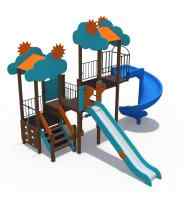 Детский игровой комплекс Небоскреб 2 с песочницей (винтовой скат Н-2000, металлический скат Н-1500) ДИО 04104