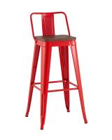 Стул барный TOLIX со спинкой красный глянцевый + темное дерево KD