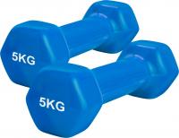 Набор гантелей обрезиненных по 5 кг, синие, 2 шт.