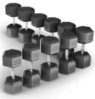 Ряд гантелей гексагональных UNIX Fit обрезиненные от 27,5 до 50 кг