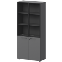 Шкаф высокий закрытый с стеклом в алюминиевой раме СМШ58.28F.38RSМ(Ч) Графит F0000038111