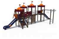 Детский игровой комплекс серии империя "Замок 3" с качелями, металлический скат Н-1200 и 1500 ДИО 02042