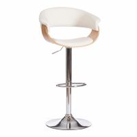 Барный стул VIMTA (mod.4021S) металл/дерево/экокожа, 60х51х91,5-112,5 см, высота сиденья 61,5-82,5 см, белый/натуральный/хром