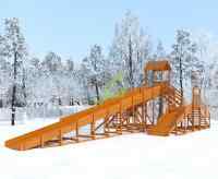 Зимняя деревянная горка "IgraGrad Snow Fox 12 м" с двумя скатами (две лестницы)