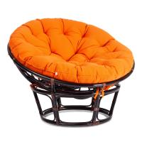 Кресло Папасан/Papasan (23/01 W) /с подушкой/ диаметр подушки 122см, 115х101х104см, античный черно-коричневый, ткань оранжевый,