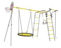 Дачный комплекс "Акробат 2" + Качели ГНЕЗДО-СЕТКА 100 см Romana 103.19.05 (белый,красный,желтый)