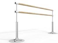 Станок хореографический мобильный, двухрядный, с круглым основанием d-450мм (2,0 м) поручень - сосна IMP-A447