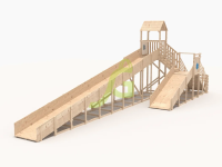 Зимняя деревянная горка "IgraGrad Snow Fox 12 м" с двумя скатами, без окраски