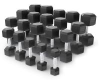 Ряд гантелей гексагональных UNIX Fit обрезиненные от 2,5 до 50 кг