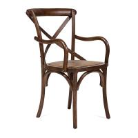 Стул с подлокотниками CROSS (mod.CB2008) дерево вяз, 91х55х52см, Темный Орех (№5)