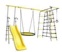 Дачный комплекс "Богатырь Плюс 2" + Качели ГНЕЗДО-СЕТКА 100 см Romana 103.12.06 (белый/желтый)