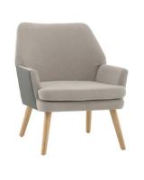 Кресло Харви серый с серой экокожей деревянные ножки