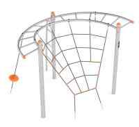 Канатный игровой комплекс из лестницы, рукохода и канатной сетки