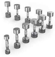 Ряд гантелей круглых UNIX Fit хромированных от 1 до 10 кг