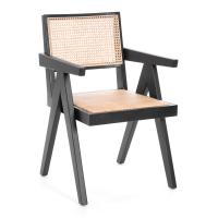 Кресло LOKI дерево вяз/ротанг, черный, 50х50х84 см