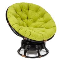 Кресло-качалка Папасан/Papasan (W 23/01 B) /с подушкой/ 115х78х104см, античный черно-коричневый, флок олива, 23