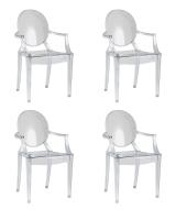 Стул Victoria Ghost с подлокотниками прозрачный 4 шт.