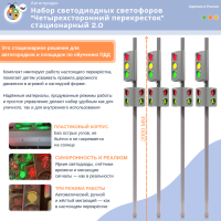 Набор светодиодных светофоров "Четырехсторонний перекресток" стационарный 2.0