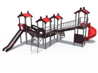 Игровой комплекс серии Городские кварталы Н-1500 и винтовой скат 2000 ДИО 05057