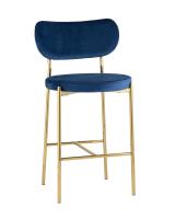 Cтул полубарный Барбара велюр королевский синий золотые ножки