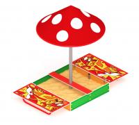 Песочница с крышкой средняя и навесом Грибок (Рыбы) - ИО 5.01.10-04