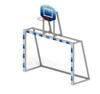 Ворота мини футбольные с баскетбольным щитом (синие) (с креплением сетки) - СО 2.60.05-03