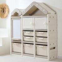 Стеллаж для игрушек UNIX Kids Дом / House (7 ящиков, 2 полки с дверцей) серый