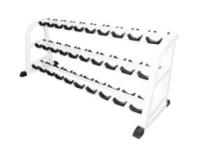 Стойка для хранения профессиональных гантелей на 15 пар трехъярусная белый МВ 1.19