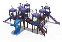 Детский игровой комплекс Сити Н-2000 (винтовой скат), Н-1500 в синем цвете ДИО 13071