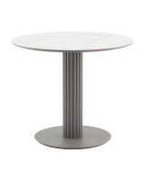 Стол круглый Терралино D90 верх керамика белый матовый, основание металл латте