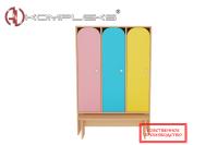 Шкаф для детской одежды 3-х секционный с лавочкой «AVKompleks Радуга 3»