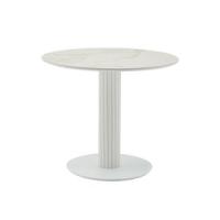 Стол круглый Терралино D90 верх керамика белый матовый, основание металл белый