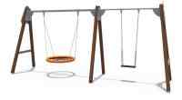 Качели (с прорезиненным сиденьем без спинки и сиденьем Гнездо)  ИО 01031