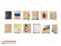 Набор тактильно-развивающих панелей «Счастливое детство» (10 панелей + настенное основание и система хранения)