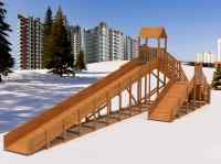Зимняя деревянная горка "IgraGrad Snow Fox 12 м" с двумя скатами 