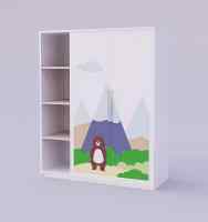 Стеллаж с дверцами и открытыми полками «Лесная сказка»