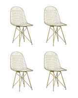 Стул обеденный Eiffel золотой с белой подушкой 4 шт