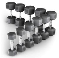 Ряд гантелей гексагональных UNIX Fit обрезиненные от 2,5 до 25 кг 