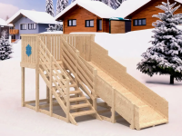 Деревянная зимняя горка "IgraGrad Snow Fox", скат 4 м, без окраски