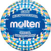 Мяч волейбольный пляжный "MOLTEN V5B1300-CB" р.5, мат. синт.кожа ПВХ, маш.сш, бут.кам,сине-голубо-бел-желт