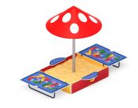 Песочница с крышкой средняя и навесом Грибок (Азбука) - ИО 5.01.10-05