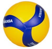 Мяч вол. "MIKASA V300W", р.5, FIVB Appr, 18 пан, синт.кожа (микрофиб), клееный, бут.кам, желто-синий