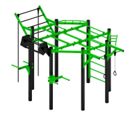 Уличные турники и брусья (Воркаут) + Многофункциональный спортивный комплекс (зеленый) МК 100.01-02