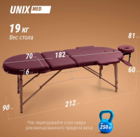 Массажные столы складные + Массажный стол UNIX Comfort 3 Section Burgundy