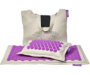 Набор акупунктурный Нирвана бежевый, лиловые шипы, премиум-серия