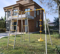 Детские спортивные комплексы для дачи + Дачный комплекс "Лесная поляна 3" + ДИСК качели Romana R.103.26.05 (серый/жёлтый)