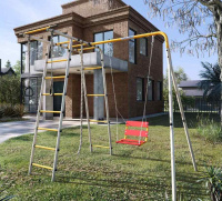 Детские спортивные комплексы для дачи + Дачный комплекс "Лесная поляна 3" + ЦЕПНЫЕ качели Romana R 103.26.05 (серый/жёлтый)
