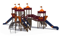 Детские уличные комплексы + Детский игровой комплекс серии империя "Замок 4" с лазом, металлический скат Н-1200 и 1500 ДИО 02043