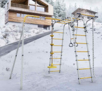 Детские спортивные комплексы для дачи + Дачный комплекс "Весёлая лужайка-2" + ДИСК качели Romana R.103.25.04 (серый/жёлтый)